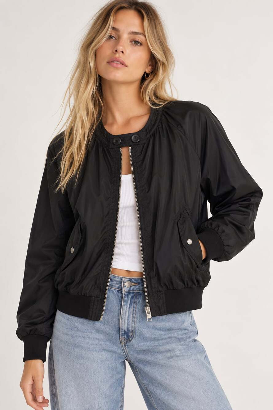 Free People Midnight Bomber Jacket in Black Size Medium
